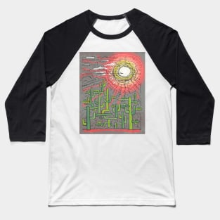 Cactus and sun vector illustration Baseball T-Shirt